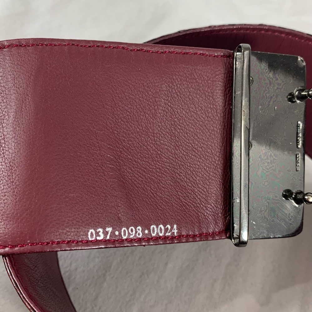 GUCCI Wide Burgundy Lizard and Leather Belt 70-28 - Picture 11 of 12